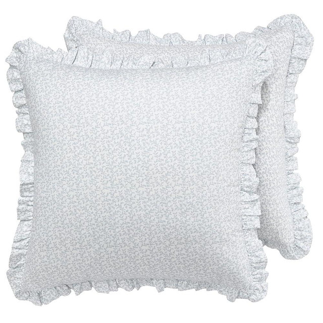 Laura Ashley Home - Euro Sham Set, Smooth Cotton Shams with Envelope Closure, Lightweight & Stylish Home Decor (Chloe Blue, 2 Piece)