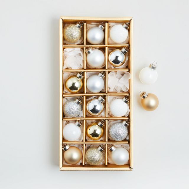 Small Winter Metallics Ball Ornaments, Set of 18