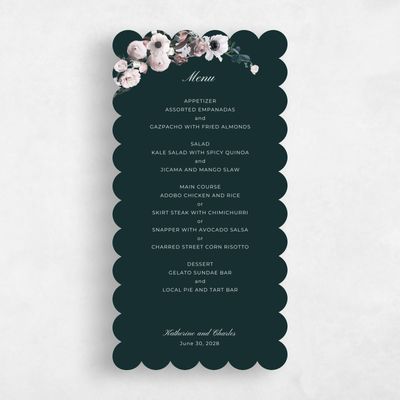Green Scalloped Wedding Menu - Napa