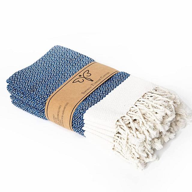 Smyrna Original Turkish Cloth Napkins Set of 6 | 100% Cotton, 18 x 18 Inches | Decorative Boho Table Napkins for Dining Table | Versatile Farmhouse Cloth Napkin for Dinner, Wedding and Parties (Azure)