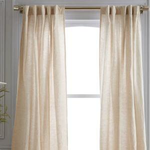 European Linen Curtain - Single Panel in Flax, 48x96