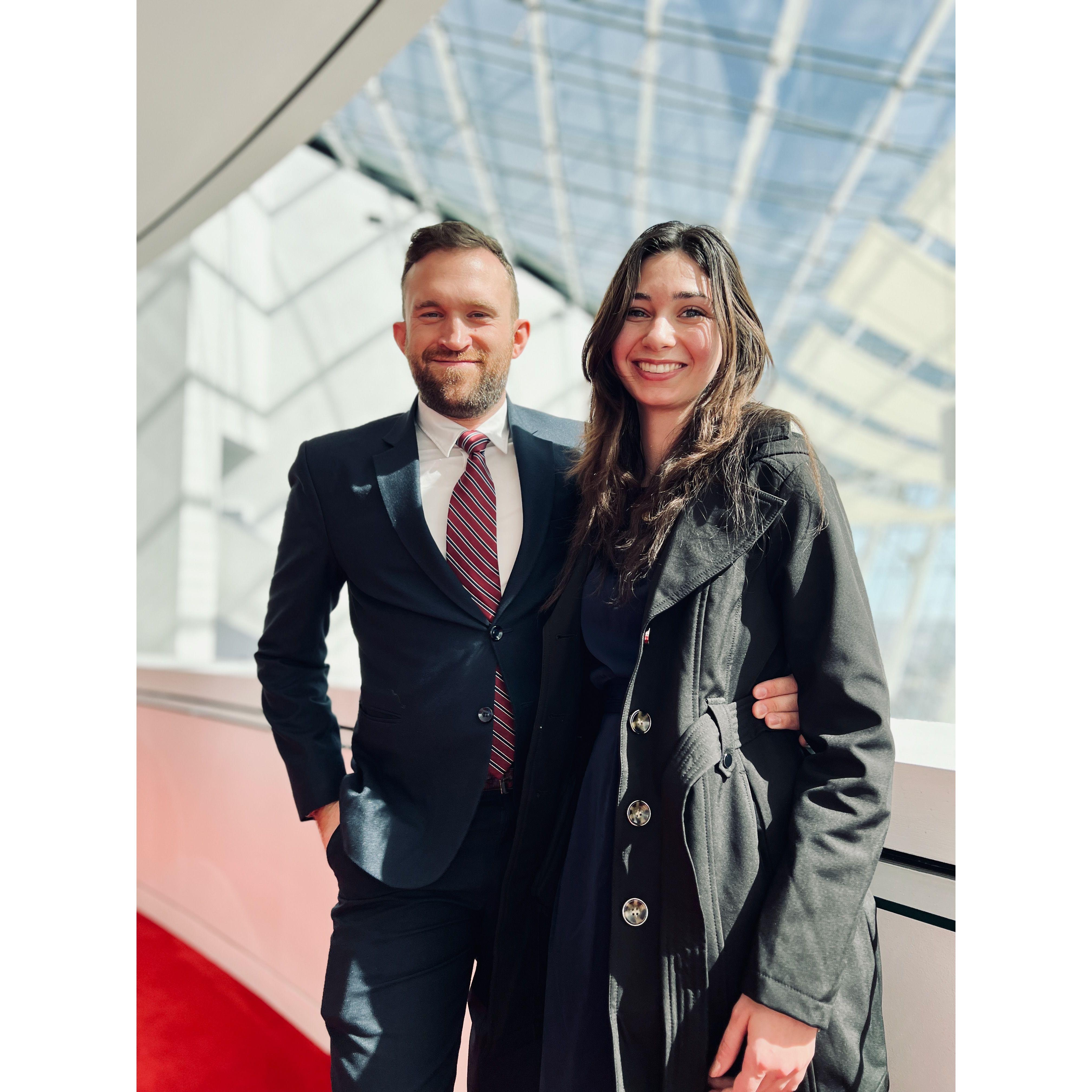 This was our first picture together as a couple on our first date, we attended a Kansas City Symphony Concert at the Kauffman Center.
