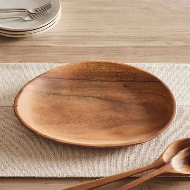 Organic Shaped 14" Platter, Acacia Wood, Each