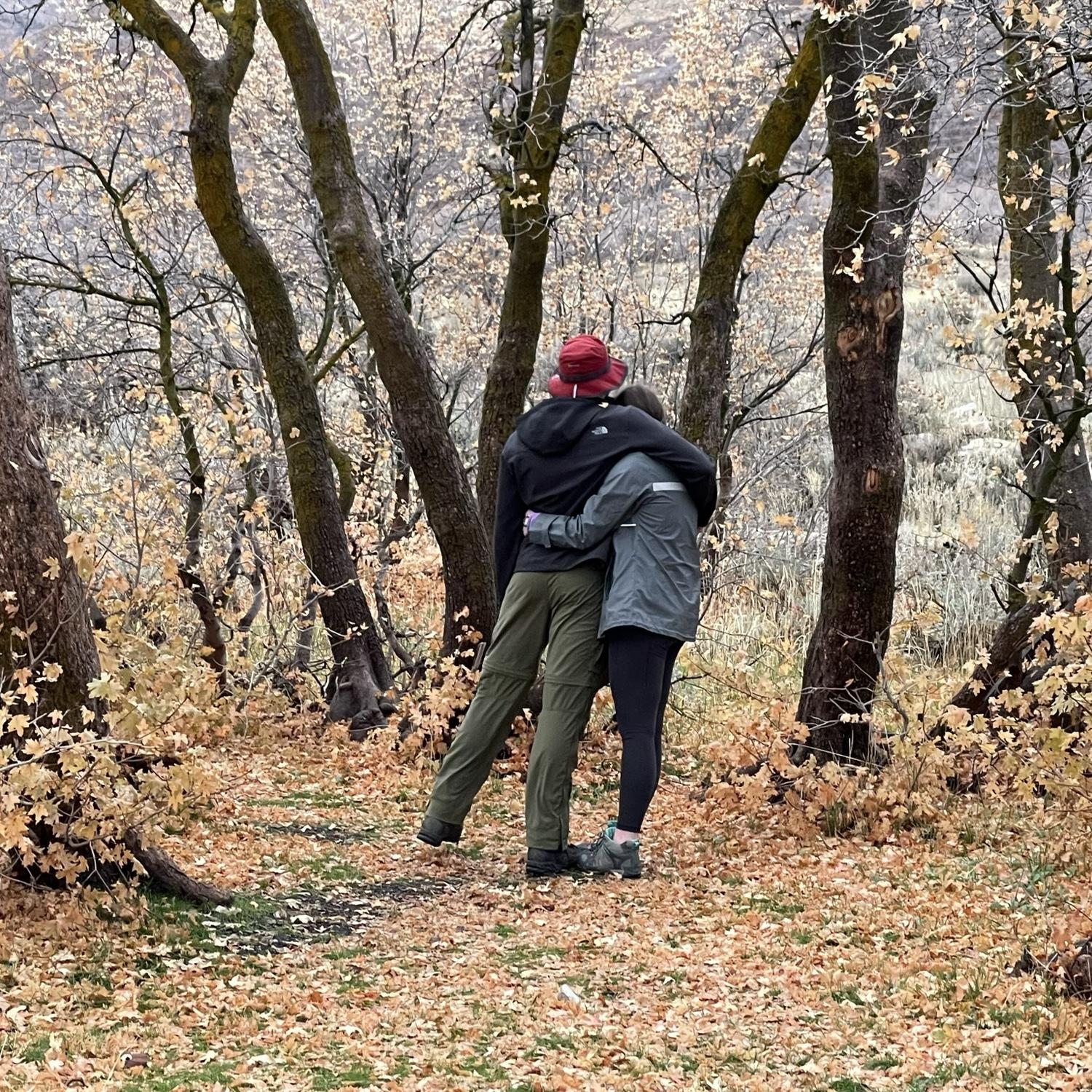 Stopping for a quick hug while on a walk in North Ogden, 2023.