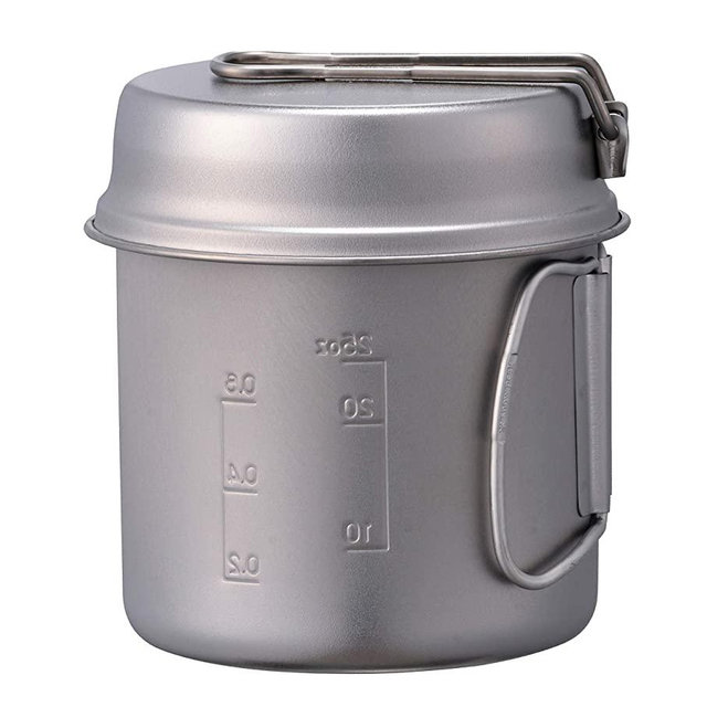 Snow Peak Trek 900 Titanium Cookset Pot and Skillet, SCS-008T, Japanese Titanium, Ultralight and Compact for Backpacking and Camping, Made in Japan, Lifetime Product Guarantee