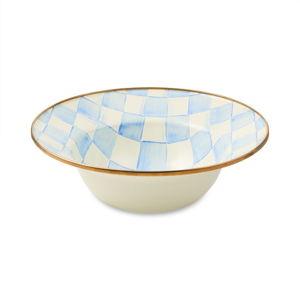 MACKENZIE-CHILDS Enamel Serving Bowl, Serveware and Kitchen Decor, Light-Blue-and-White Sky Check