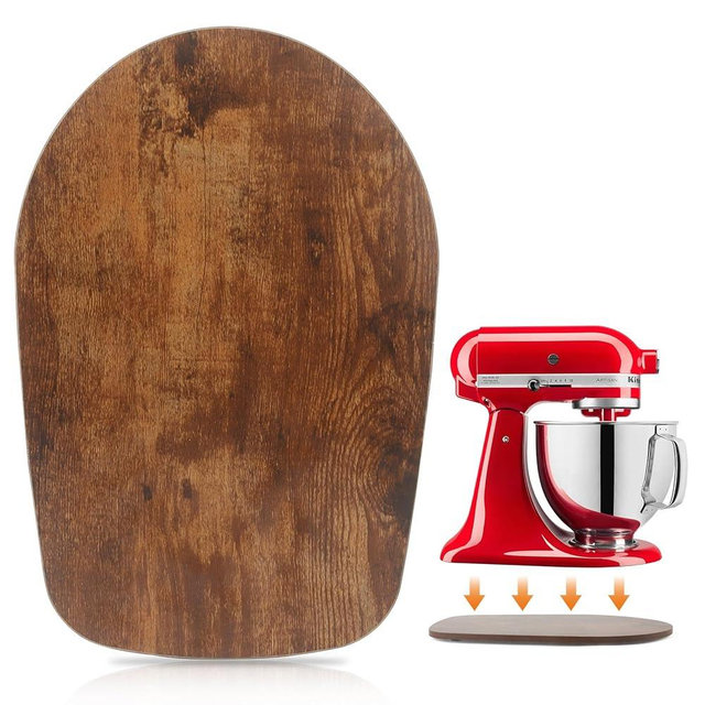 Mixer Slider Mat for Kitchen Aid 4.5-5 Qt Tilt Head Stand Mixer, Wood Sliding Tray Mixer Sliders for Kitchen Aid Artisan Mixer Accessories and Attachments, Countertop Storage, Brown