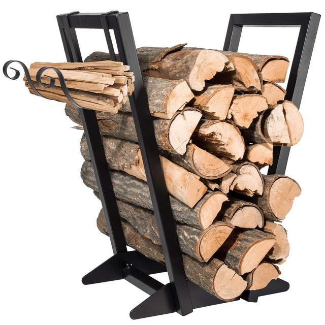 Indoor Fireplace Firewood Holder Storage with Kindling Rack