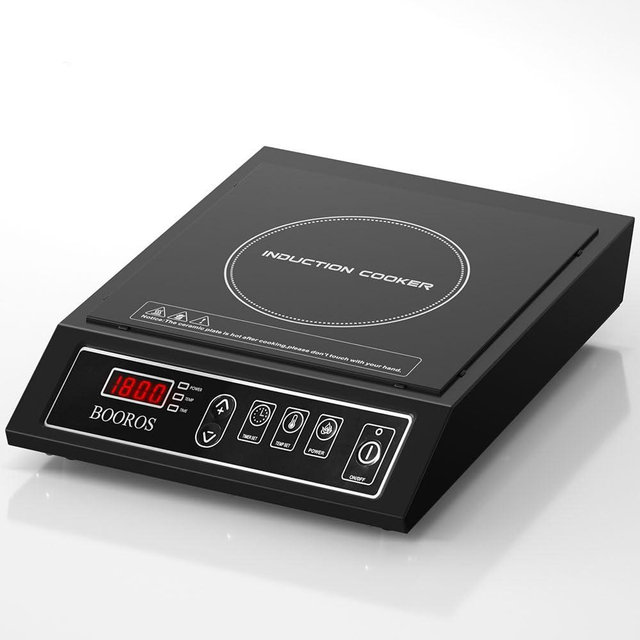 BOOROS Portable Induction Cooktop 1800W Induction Hot Plate Countertop Burner,9.6-Inch Heating Coil,10 Temperature Levels 175-520°F (80-270°C),24-Hour Timer,Key Touch,Easy to Clean,Black