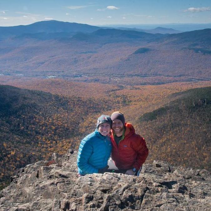 A few minutes before getting engaged, hiking in the White Mountains