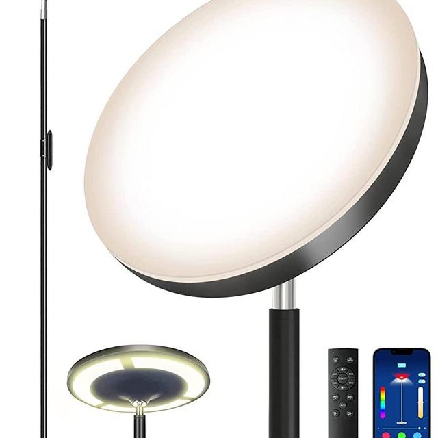 Keepsmile Double Side Lighting Led Floor Lamp with Remote Smart App 36W/2600LM Bright Tall Standing RGB Floor Lamp Angle Multicolor Dimmable Modern Floor Lamps for Livingroom Bedroom Office