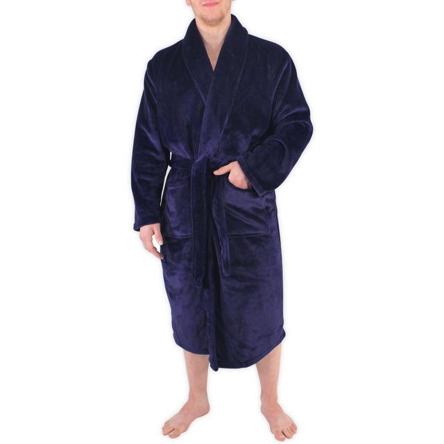 Shawl Collar Large/X-Large Men's Plush Robe in Navy