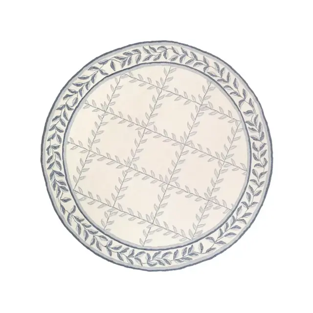 Easy Care EZC430 Hand Hooked Indoor Area Rug - Ivory/Light Blue - 8' Round - Safavieh