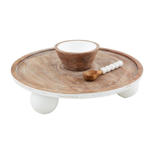 Mud Pie Pedestal Chip N Dip, server 3" x 14" dia |, WHITE