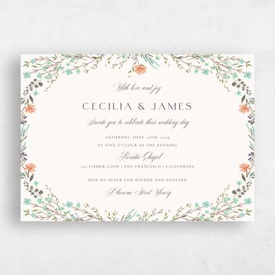 Beige Wedding Invitation - Papillon Landscape