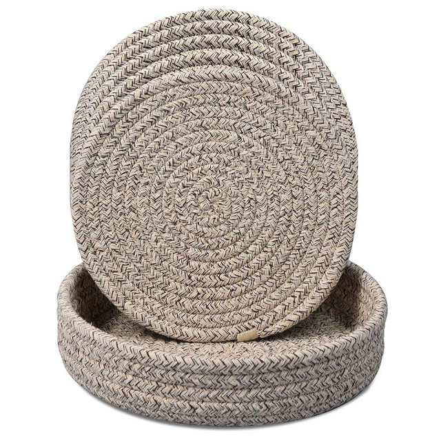 Vakelin 8 Inch Trivets for Hot Dishes, Hot Pots and Pans, Pot Holders for Kitchen, 5 Pcs Thick Heat Resistant Hot Pads for Kithchen, Countertop Hot Pad with Storage Basket