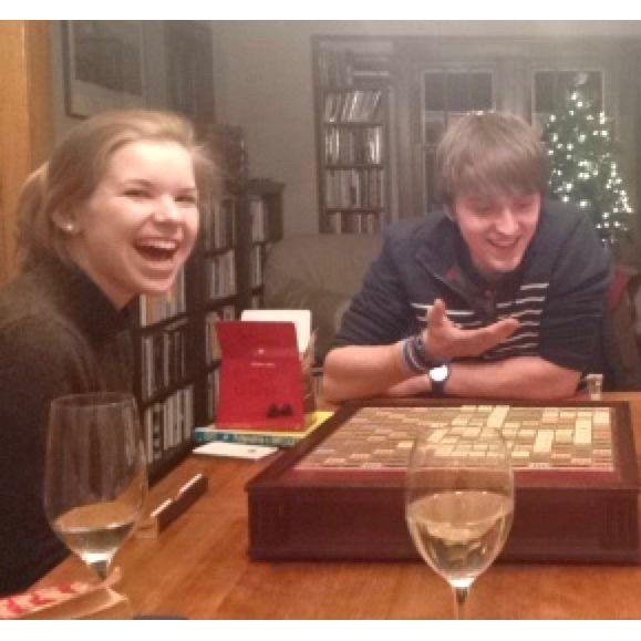 Prior to dating, Ben and Sophie were good friends. Here, we see Ben feeling frustrated as he tries to beat Sophie in scrabble circa 2013.