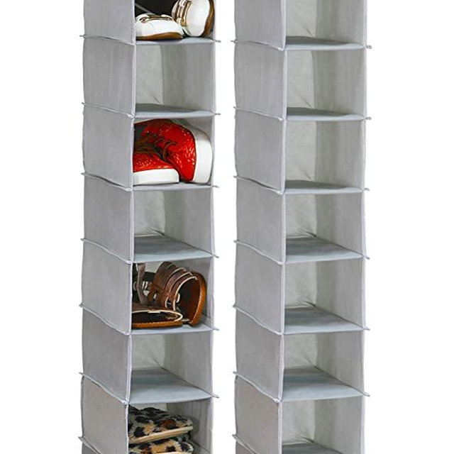 2 Pack - Simple Houseware 10 Shelves Hanging Organizer, Grey
