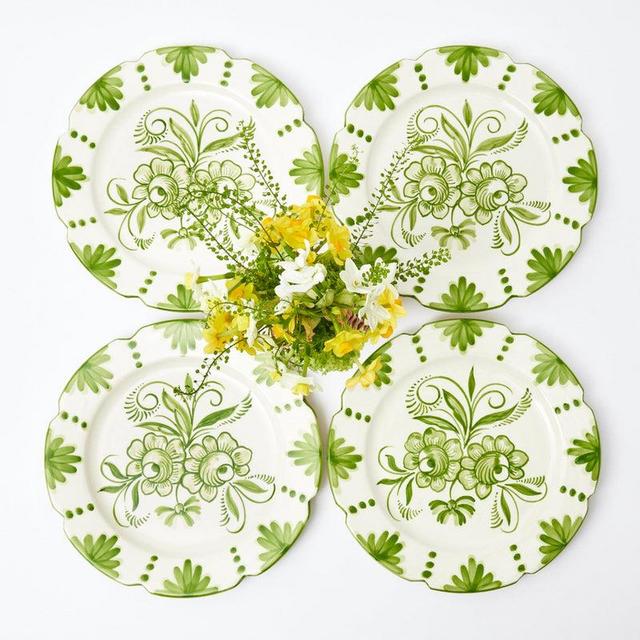 Seville Green Gardênia Dinner Plates (Set of 4)