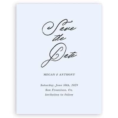 Light Sky, Blue Wedding Digital Save the Date - Cristal Portrait