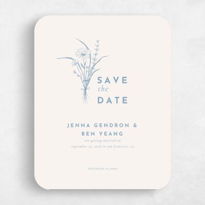 Blue Rounded Wedding Save the Date - Prins Portrait