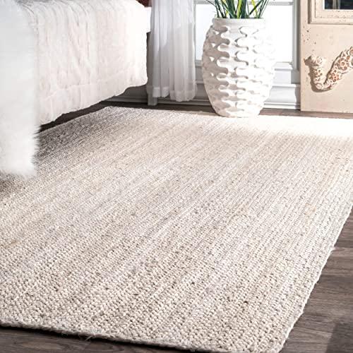 nuLOOM Rigo Hand Woven Jute Area Rug, 6' Round, Off-white