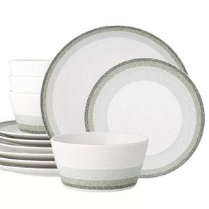 Noritake Colorscapes Layers 12 Piece Coupe Dinnerware Set- color sage - Macy's
