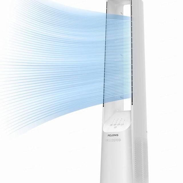 PELONIS Bladeless Tower Fan with 26-33ft Powerful Airflow, Alexa and Google Compatible, 6-Speed Settings, Quiet DC Motor, 120° Oscillation, 7-Hour Timer - Ideal for for Bedroom Home Office Use,White