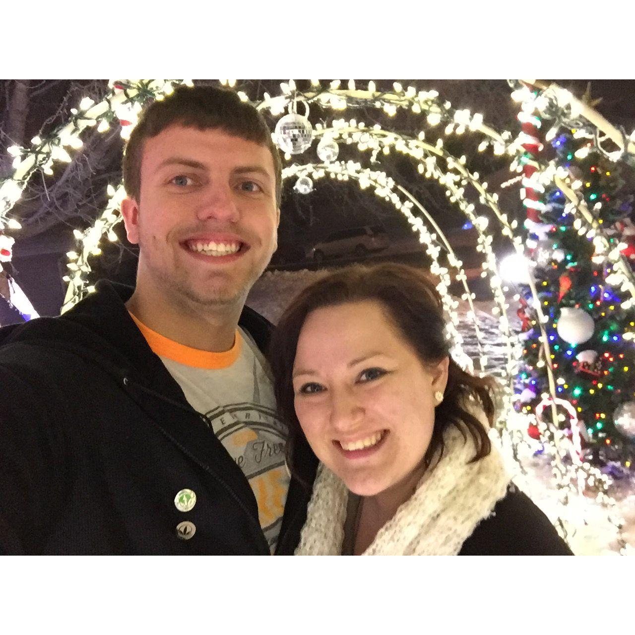Dylan's first time looking at Christmas lights as a hobby! We now have the transition of taking a photo under this light arch every year.