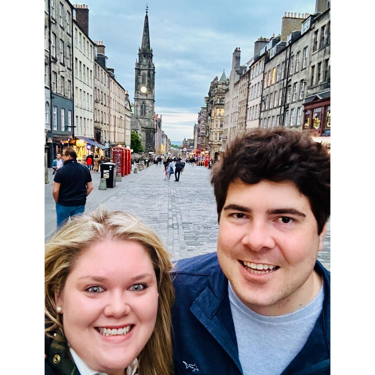 Our first night exploring Edinburgh on our Scotland trip for Satie's birthday