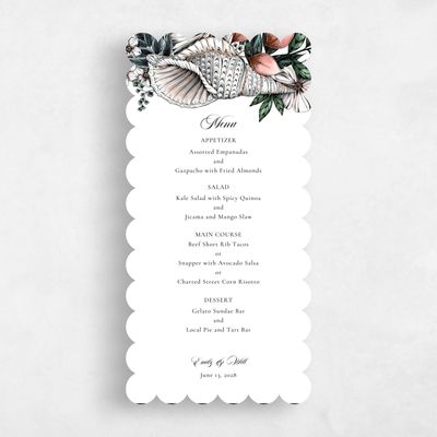 Pink Scalloped Wedding Menu - Oahu