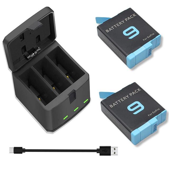 Battery Charger Station for GoPro Hero-9, 2 Pack Batteries Compatible with GoPro Hero 9 Black AHDBT-901