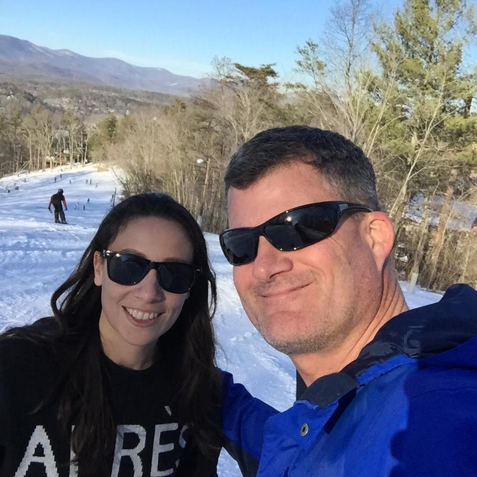 A beautiful day skiing.