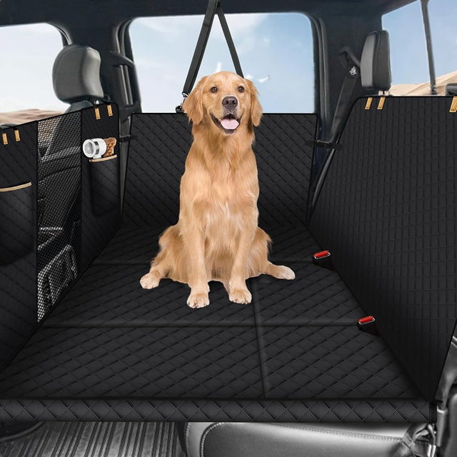 Lekereise Dog Car Seat Cover for Back Seat,Large Hard Bottom Dog Hammock for Car,Camping Air Mattress, Hammock Travel Bed for Truck Car SUV (Black)