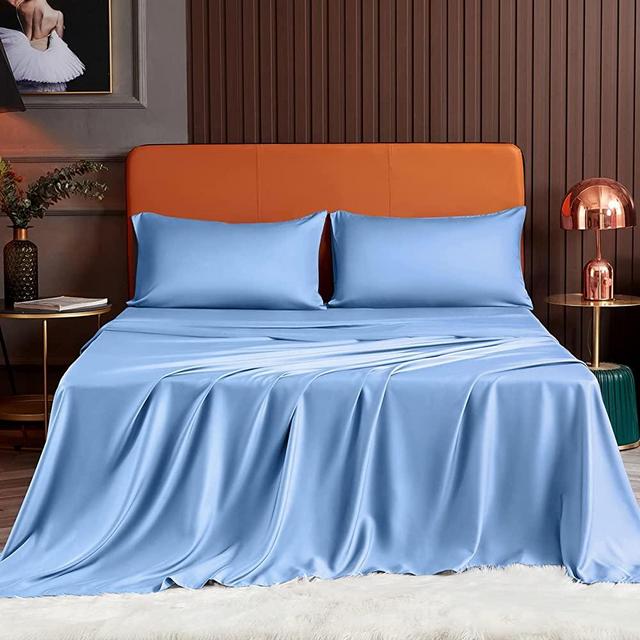 YIYEA 100% Bamboo Sheets Queen - 4PCS Organic Bamboo Cooling Sheet Set, 16 Inch Deep Pocket Sheets for Hot Sleeper, Silky Bed Sheets Queen Set, Soft, Breathable, and Pilling Resistant