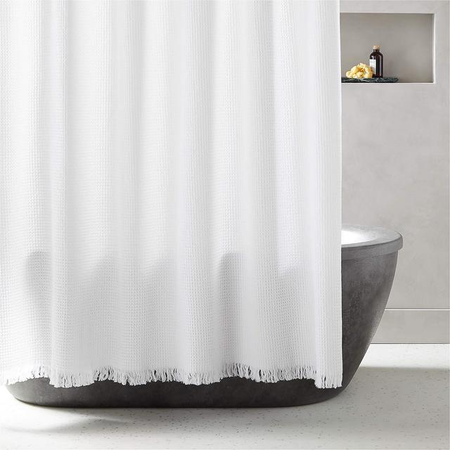 Meilan White Waffle Shower Curtain 72"