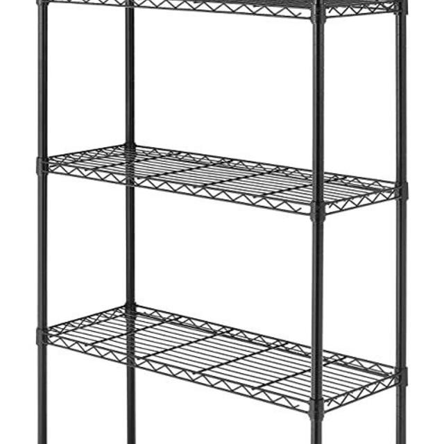 Whitmor Black Supreme 5 Tier Adjustable Shelves and Leveling Feet, 14" x 36" x 72"