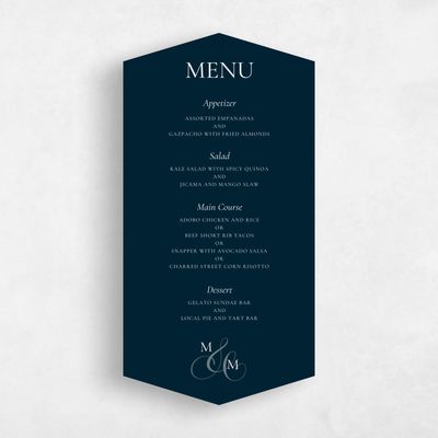 Blue Diamond Wedding Menu - Aven