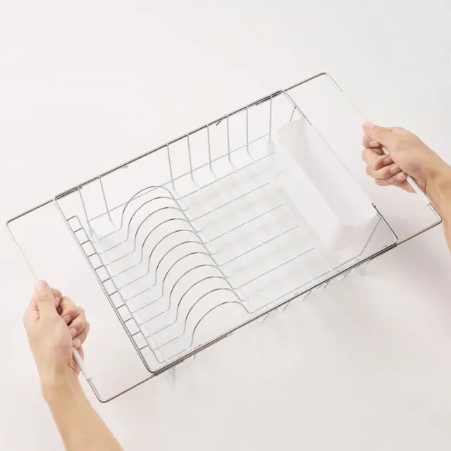 2-Piece Over the Sink Space Saving Dish Drying Rack with Utensil Holder - White