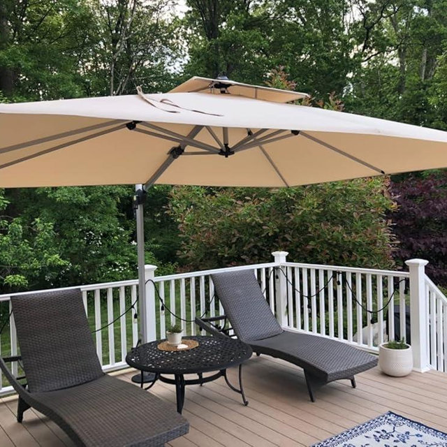 PURPLE LEAF 9' X 12' Patio Umbrella Outdoor Rectangle Umbrella Large Cantilever Umbrella Windproof Offset Heavy Duty Sun for Garden Deck Pool Patio, Beige