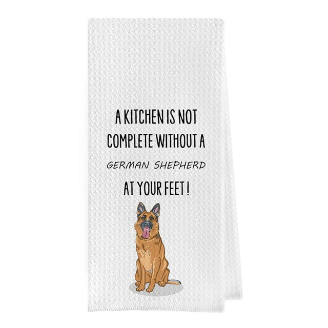 Geqtt German Shepherd Dish Towels - Funny German Shepherd Decorative Waffle Weave Kitchen Towels, Hand Towel, Tea Towel (16×24 Inches)