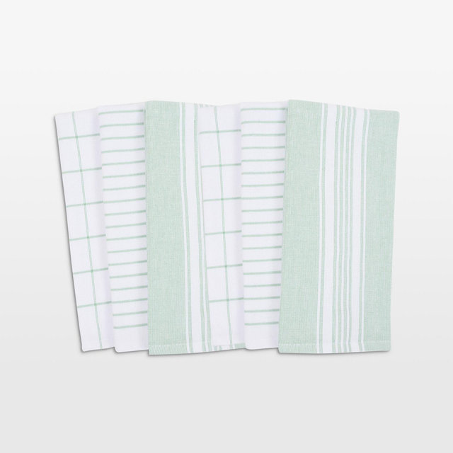Monaco Mineral Green Cotton Terry Kitchen Towel, Set of 6