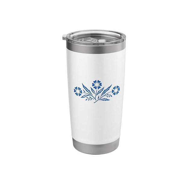 Cornflower Blue, Corning USA, Vintage Kitchen Casserole Stainless Steel Insulated Tumbler