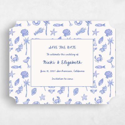 Blue Ticket Wedding Save the Date - Tenger Landscape