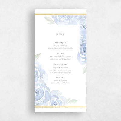 Winter Blue Wedding Menu - Roana Foil