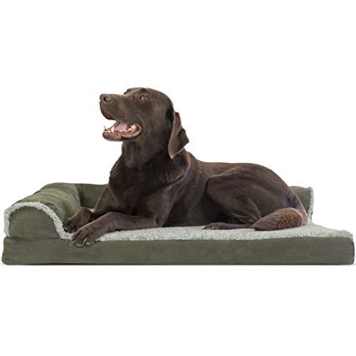 Furhaven Pet Dog Bed | Therapeutic Plush & Suede Sofa-Style Living Room Couch Pet Bed w/ Removable Cover for Dogs & Cats - Available in Multiple Colors & Styles