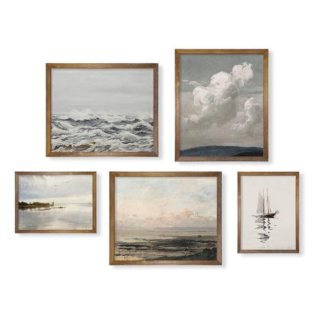 Boho Art Deco Victoria Picture Bathroom 11x14 - Rustic French Country Wall Art Decor - Modern Farmhouse Kitchen Poster Print Set - Aesthetic Vintage Landscape - Sea Ocean Coastal Sail Boat Lake Cabin