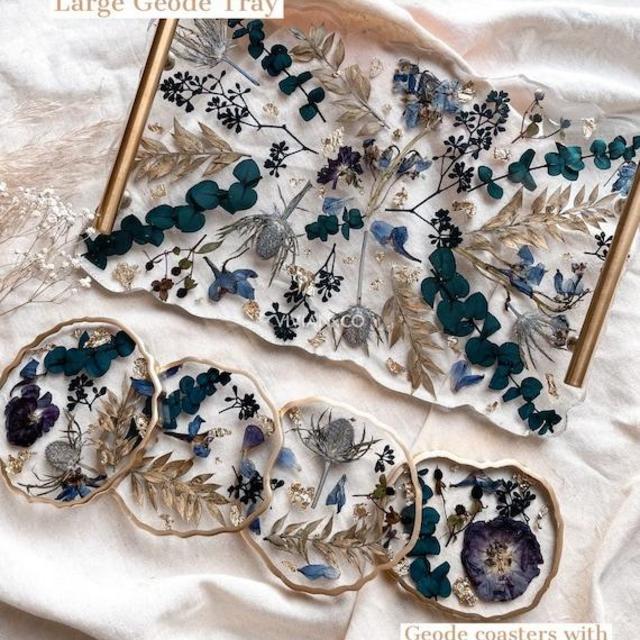 Wedding Floral Preservation | Flower Preservation | Bridal Bouquet Preservation | Resin Floral Tray | Bridal Gift | Wedding Flower Coasters