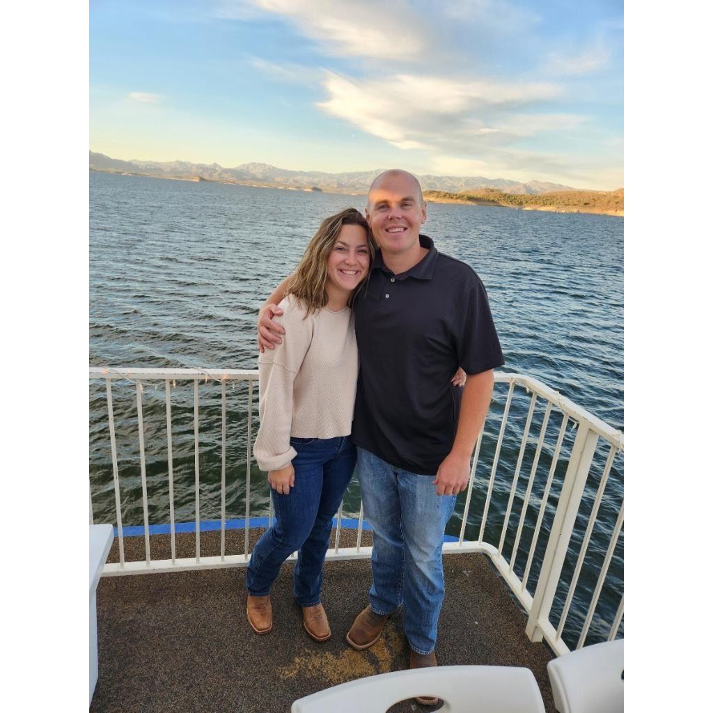 Celebrating 2023 thanksgiving with Jacob's family on a boat in Lake Pleasant.