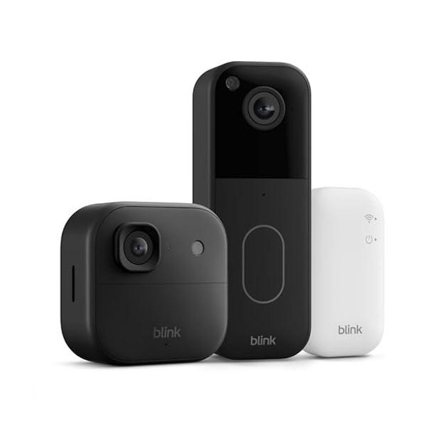 Blink Outdoor 2K+ and Video Doorbell – Two-year battery life, smart detection, Sync Module Core included – 1 Camera + Video Doorbell (Black)
